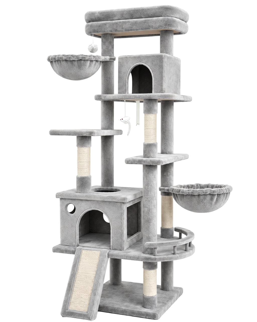 70 Inch Cat Tree with Scratching Post and Hammock H864659