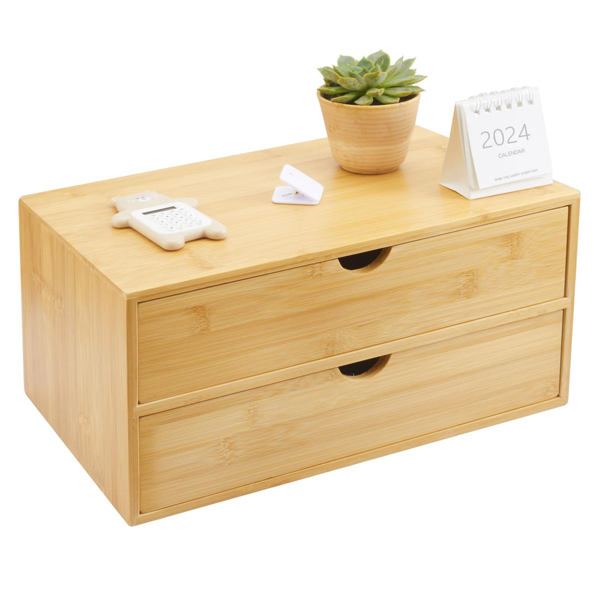 Bamboo Desk Organizer with Drawers I46097