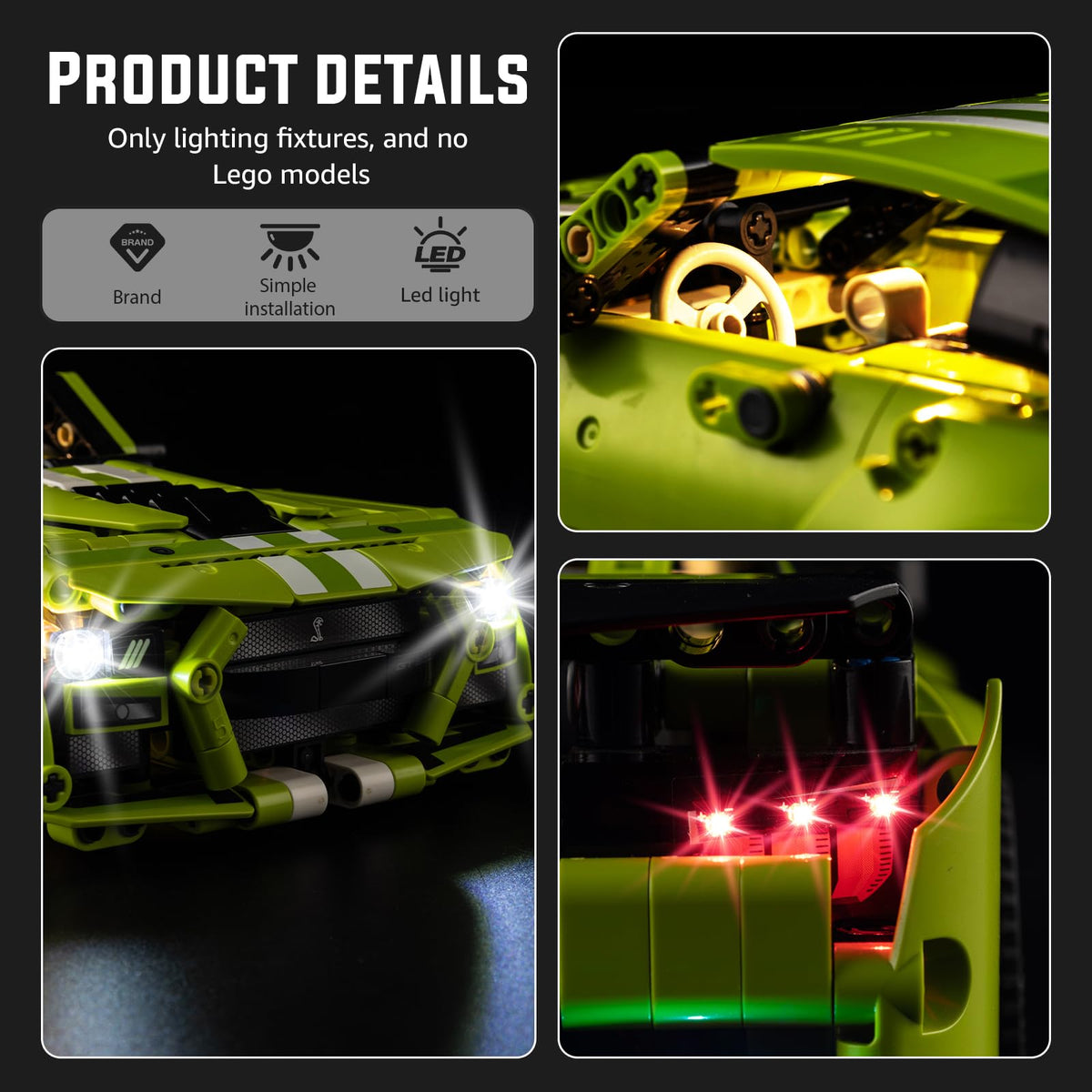 Light Kit Compatible with Technic Car, Lighting Accessories for Display G62508