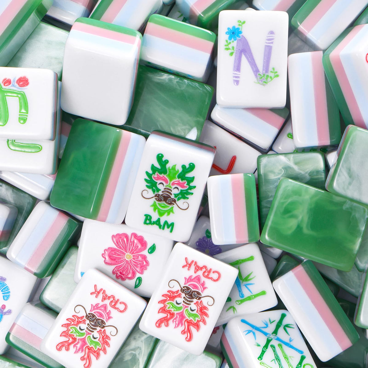 160 Acrylic Engraved Mahjong Tile Set N23810