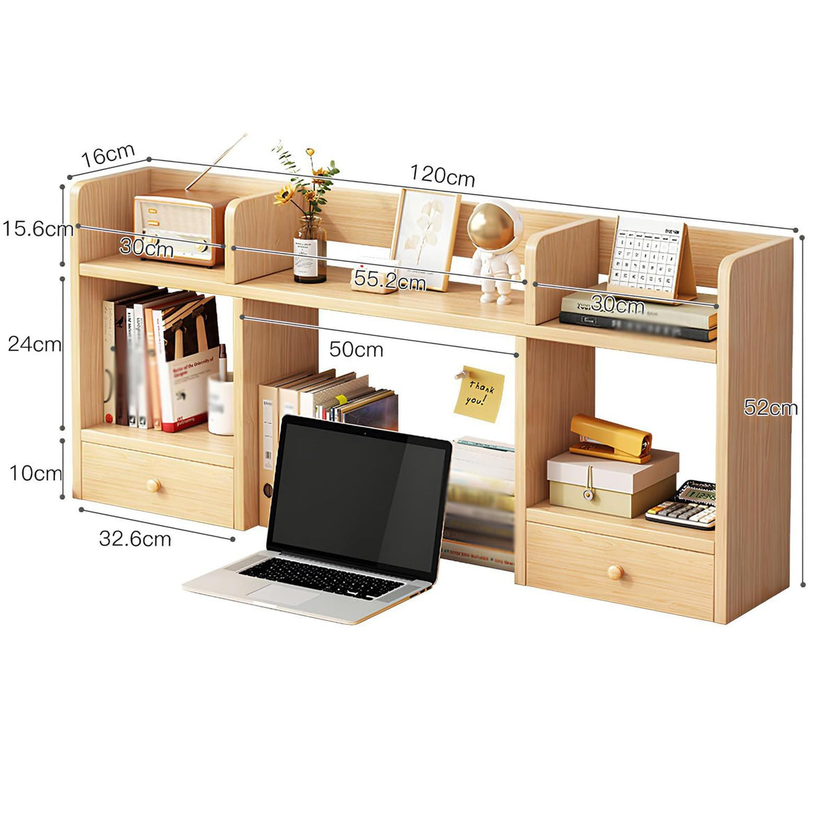 White Desktop Bookshelf Wood Storage Rack O973946