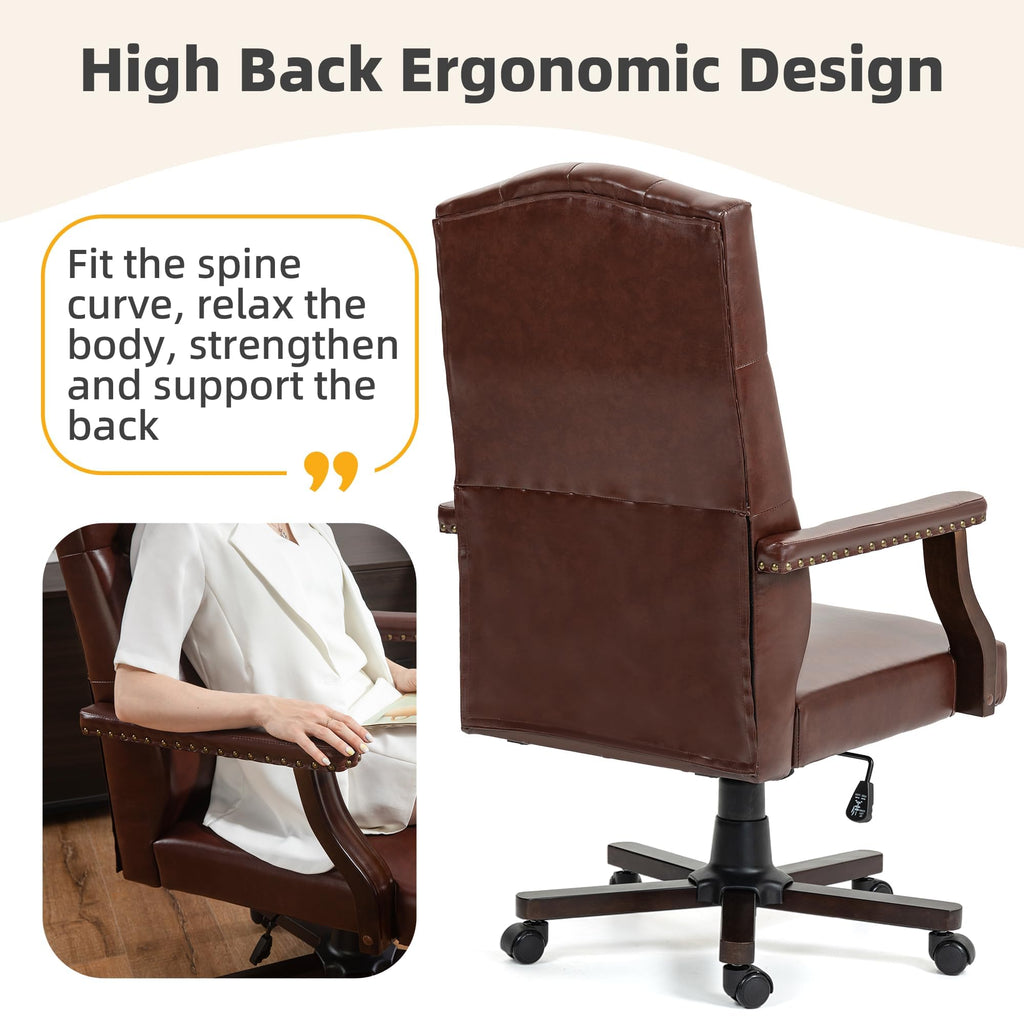 Brown Faux Leather High Back Executive Office Chair L6552