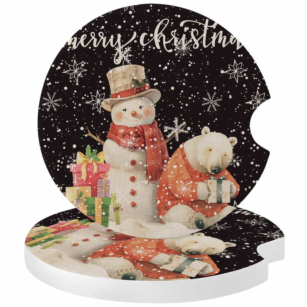 Absorbent Ceramic Stone Car Coasters Set of 2 W484