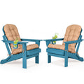 Folding Adirondack Chairs Set of 2 with Cushion, Blue HDPE Plastic Oversized Patio Chair Z42744