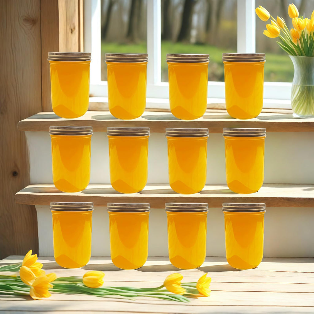 12 Pc 16 oz Wide Mouth Glass Mason Jars with Lids L8256