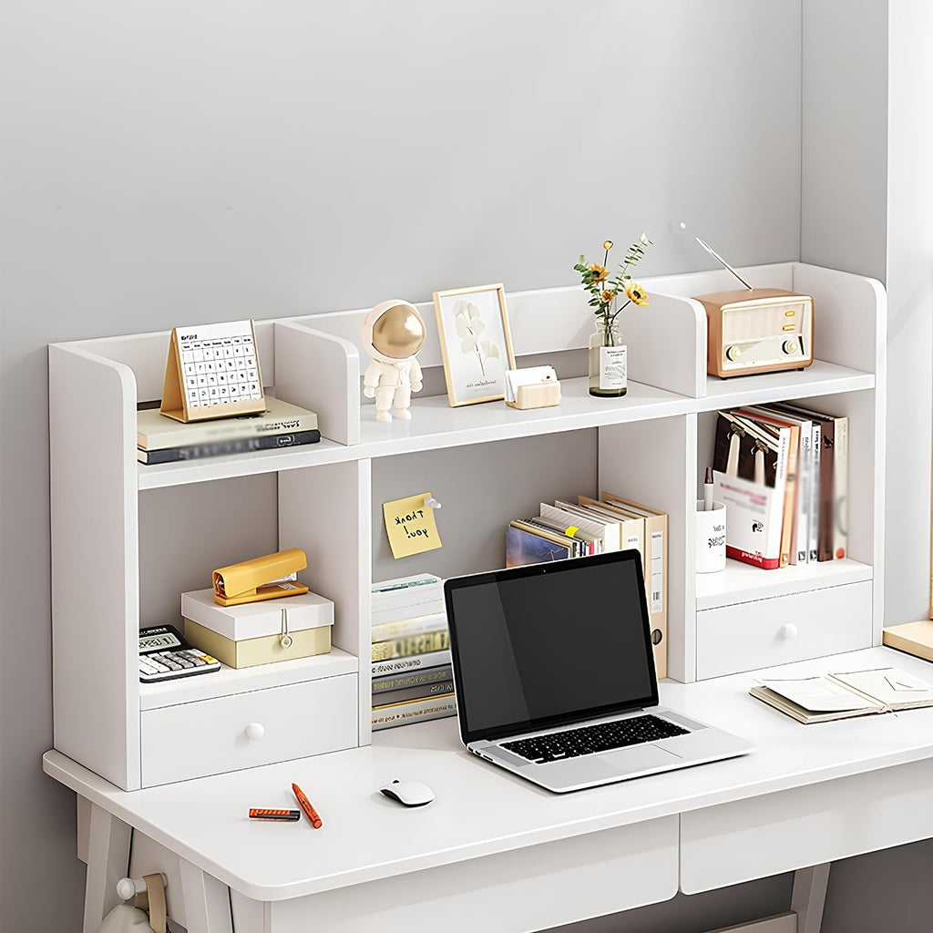 White Desktop Bookshelf Wood Storage Rack O973946