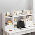 White Desktop Bookshelf Wood Storage Rack O973946