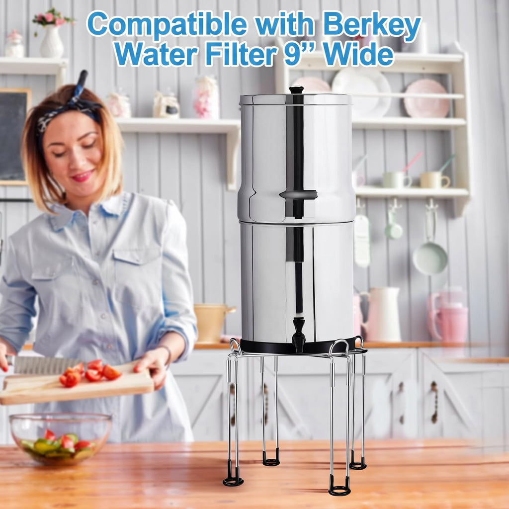 10" Diameter 8" Tall Stainless Steel Gravity Fed Water Filter Stand J32320