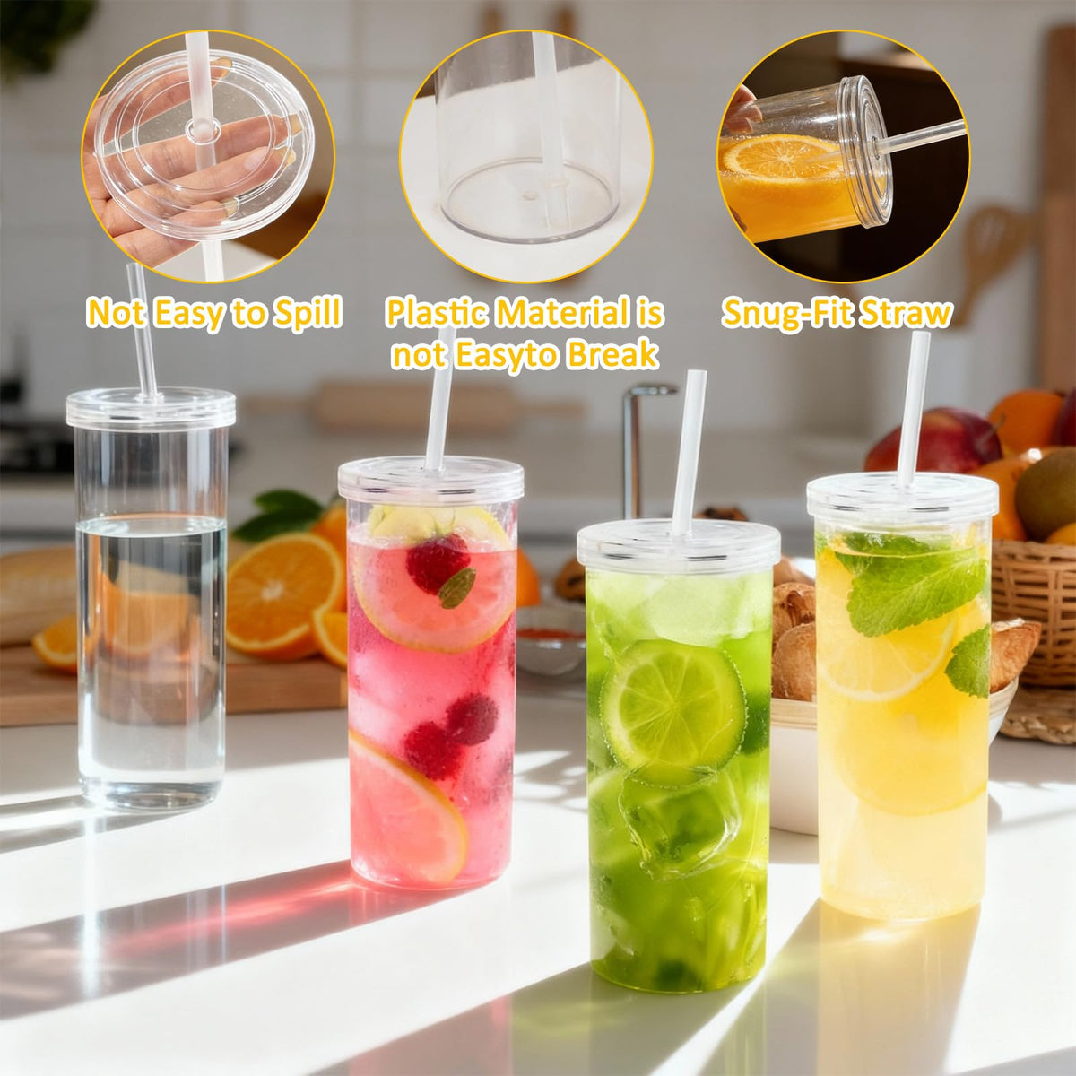 20oz Drinking Jars with Lids and Straws 2 Pack Clear Reusable Z181