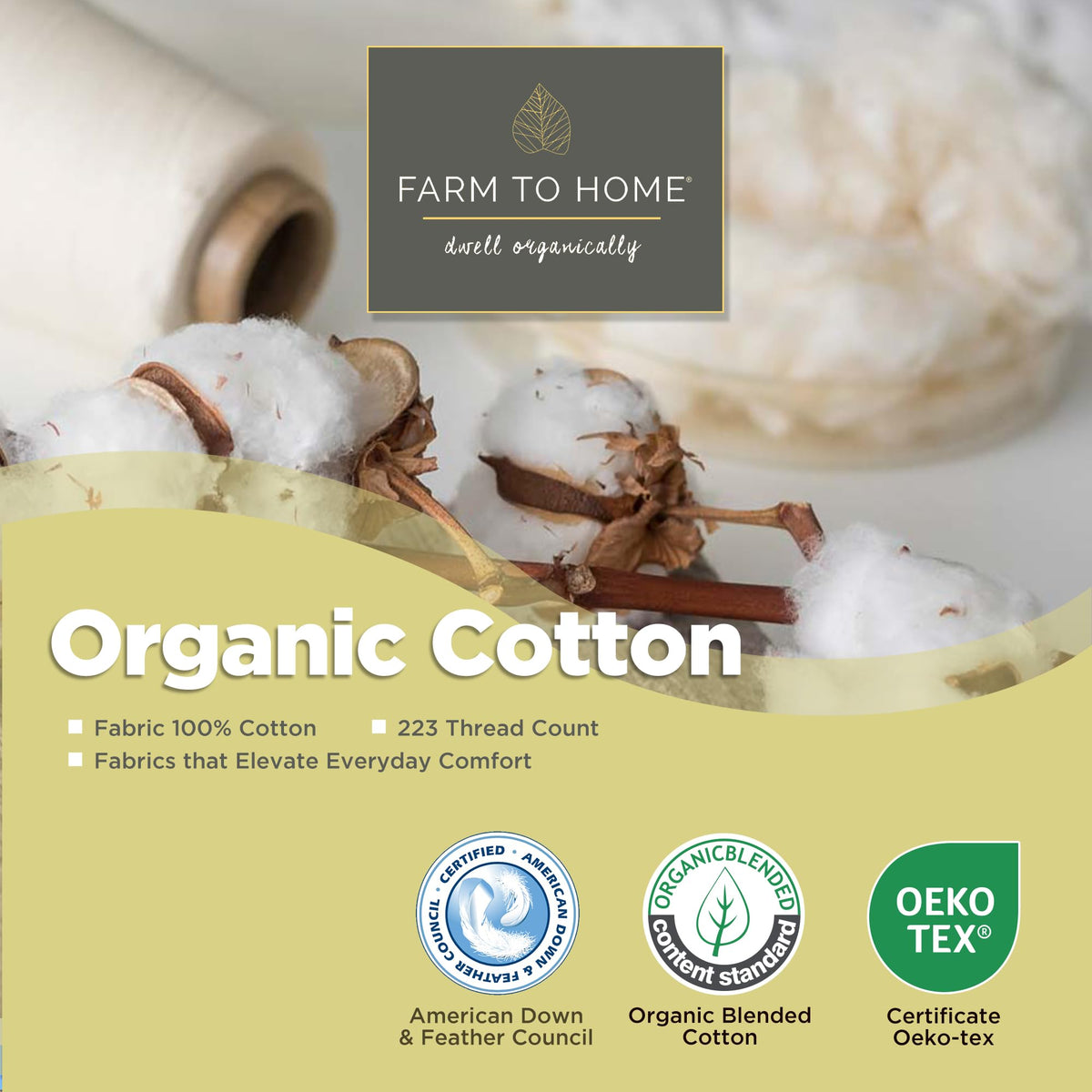 Feather and Down Pillows, 100% Organic Cotton Cover Z34548