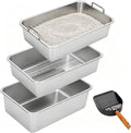 Extra Large Stainless Steel Sifting Cat Litter Box with Dual Handles F2912