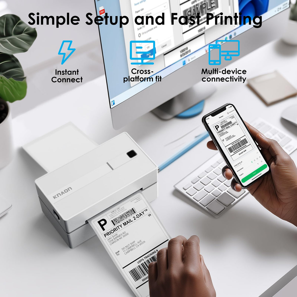 White 4x6 Portable Bluetooth Thermal Label Printer H688
