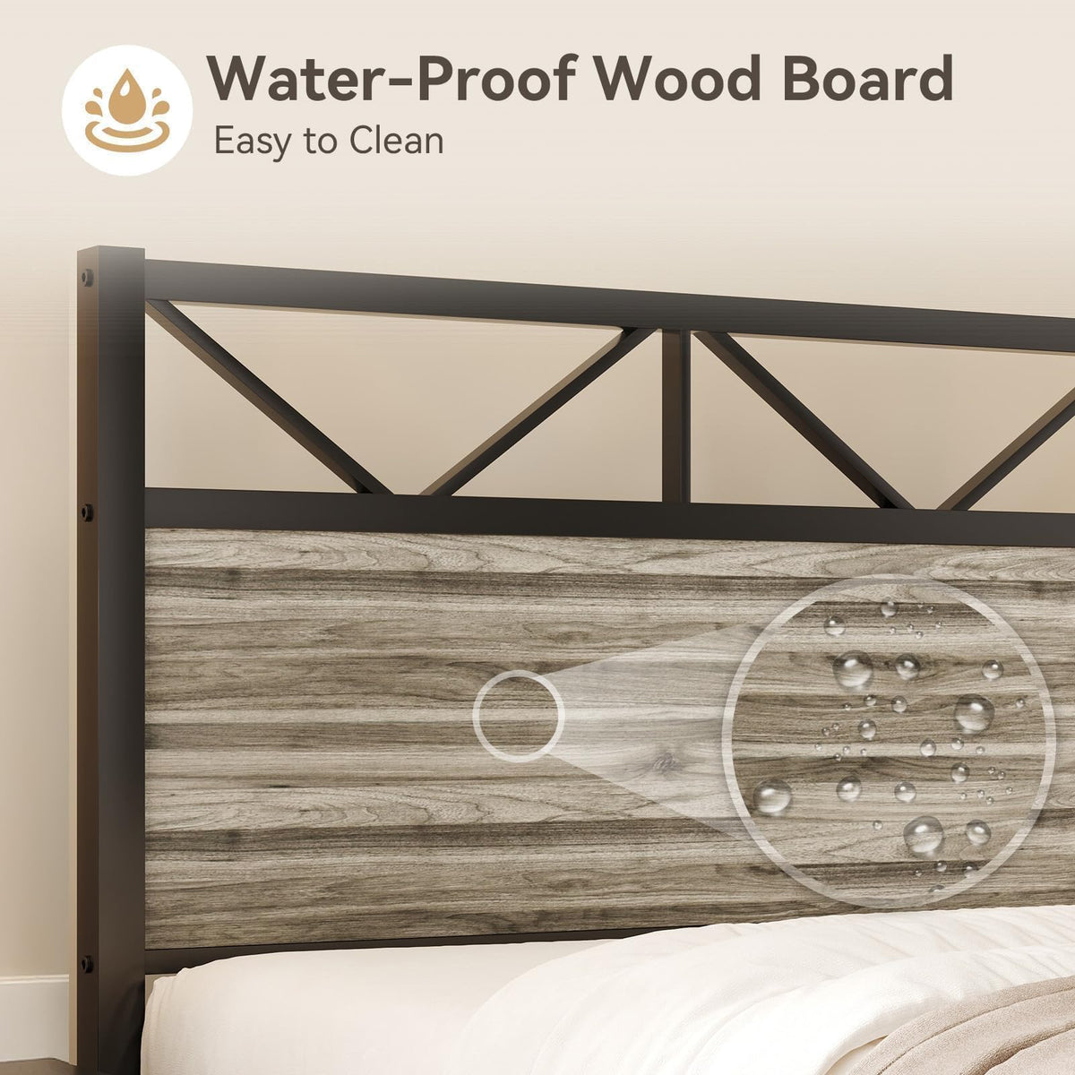 Wash Grey Twin Size Bed Frame with Tall Headboard M44472