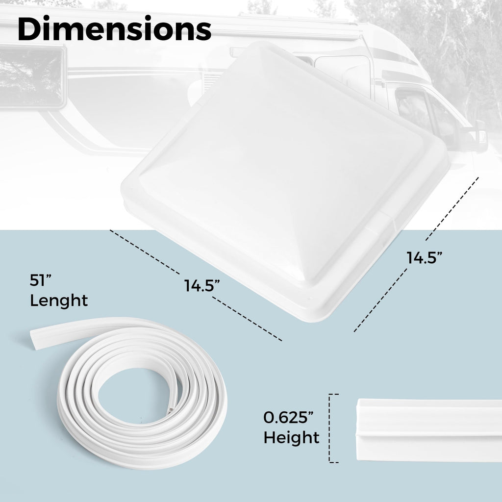 14" RV Roof Vent Cover with Rubber Seal Strip J426492