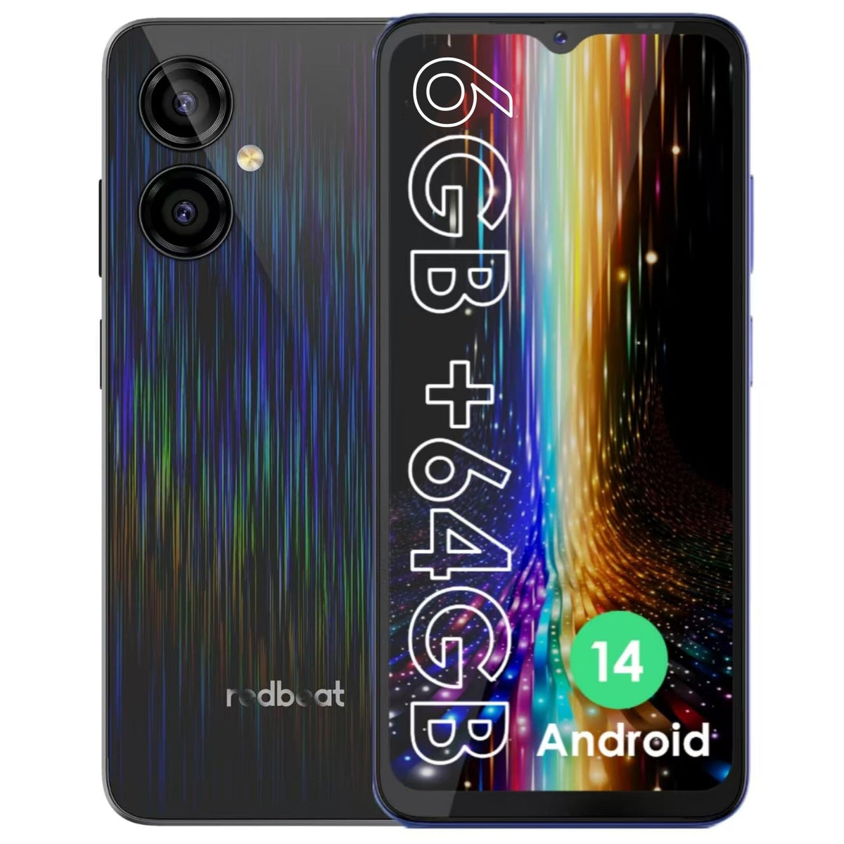 Unlocked Android 14 Cell Phone 6.52 Inch 6GB RAM 64GB ROM Black Q115