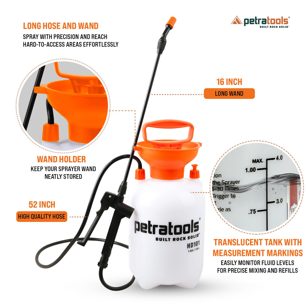 1 Gallon Garden Pump Sprayer with 52-in Hose & 2 Nozzles T5985