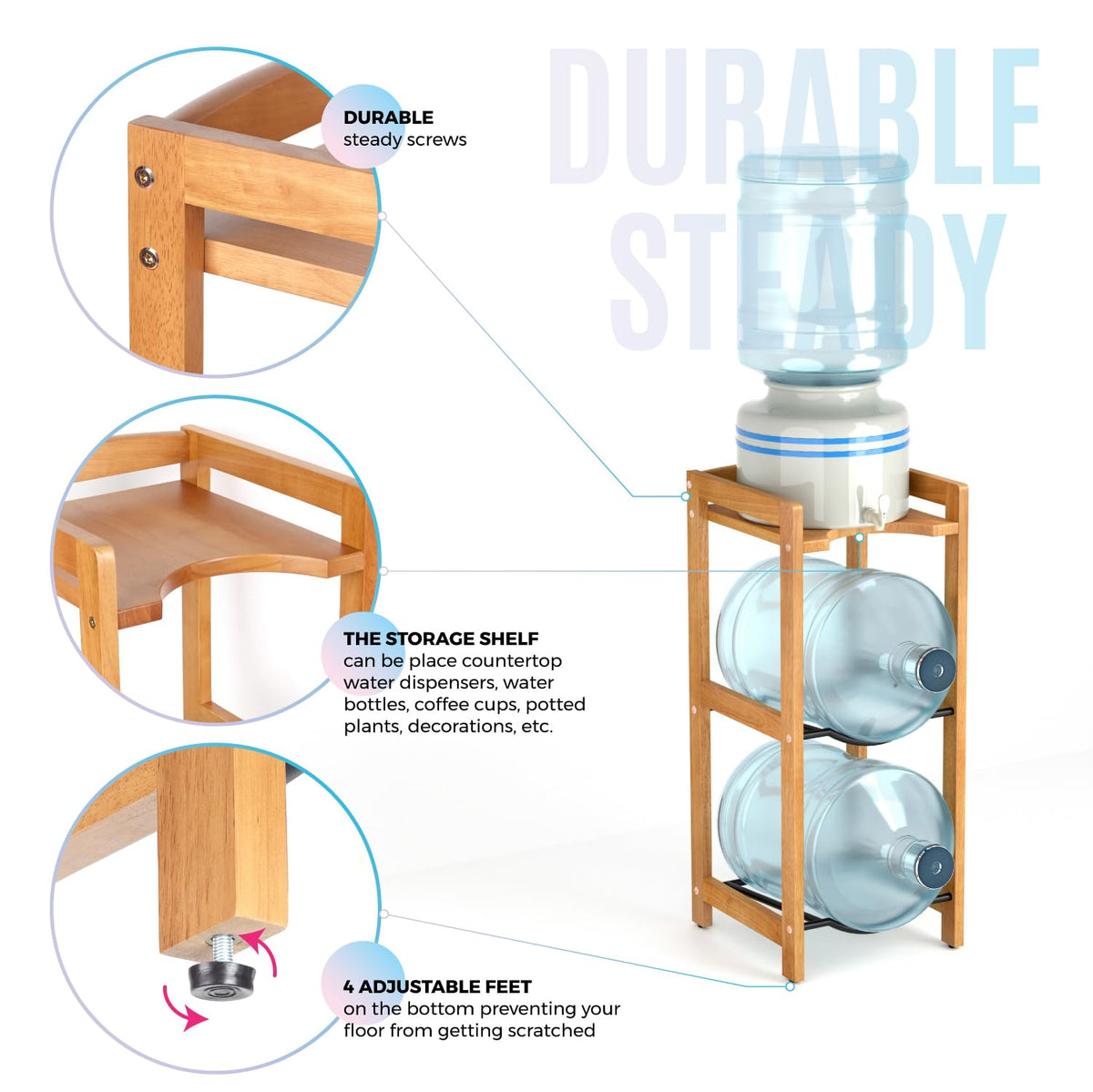 5 Gallon Water Jug Holder with Top Shelves R24548