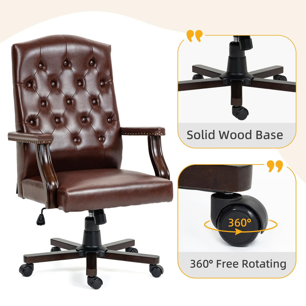 Brown Faux Leather High Back Executive Office Chair L6552