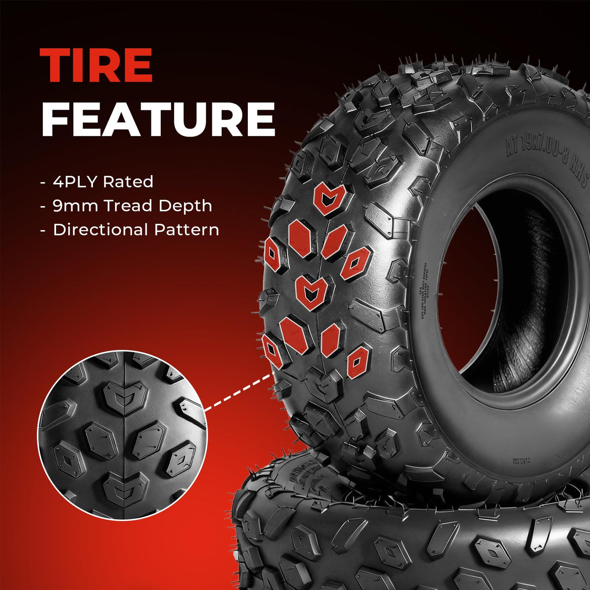 19x7-8 UTV ATV Tires Set of 4 A450595