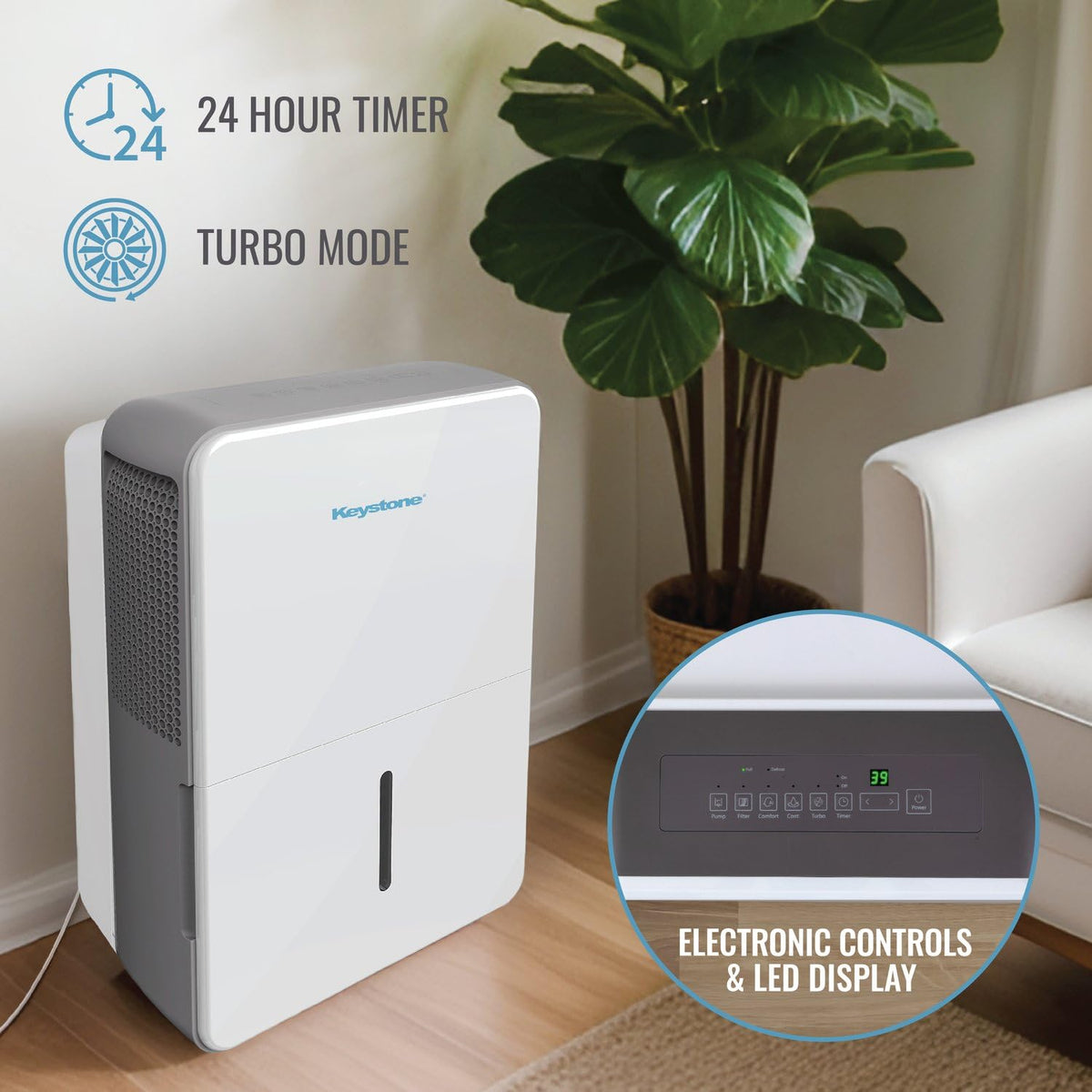 50-Pint Portable Dehumidifier with Auto-Shutoff and Timer L697004