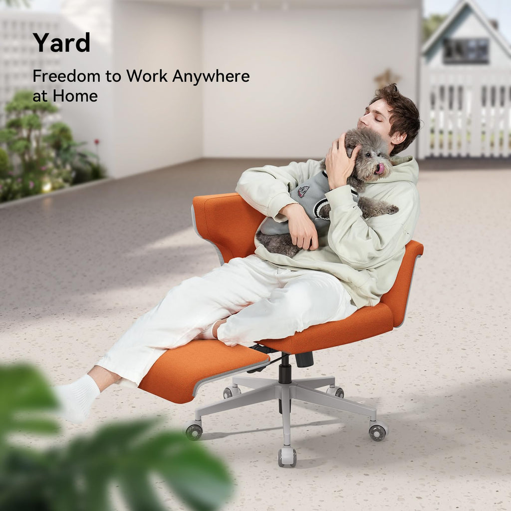 Orange Adjustable Ergonomic Office Chair with Desk Tray N2549