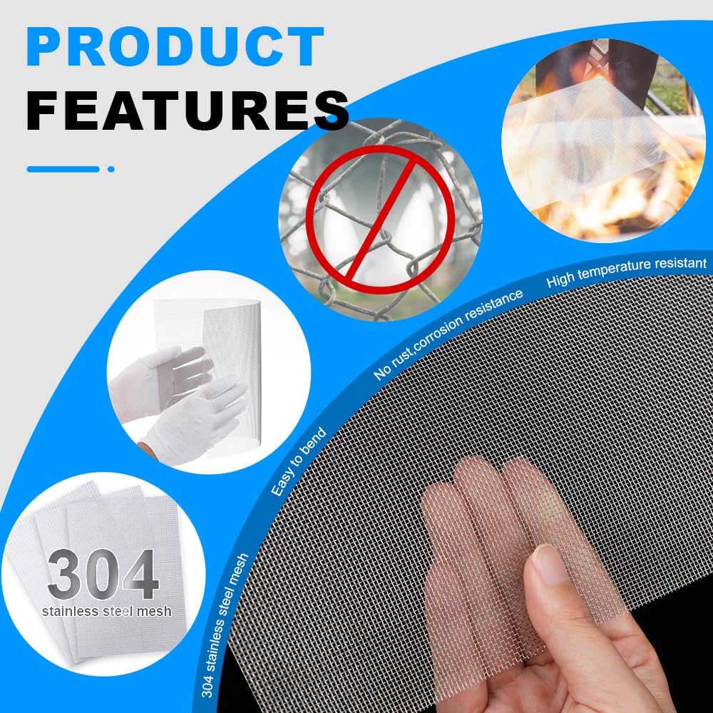 12×8 Inch 20 Mesh 304 Stainless Steel Wire Mesh Screen W84820