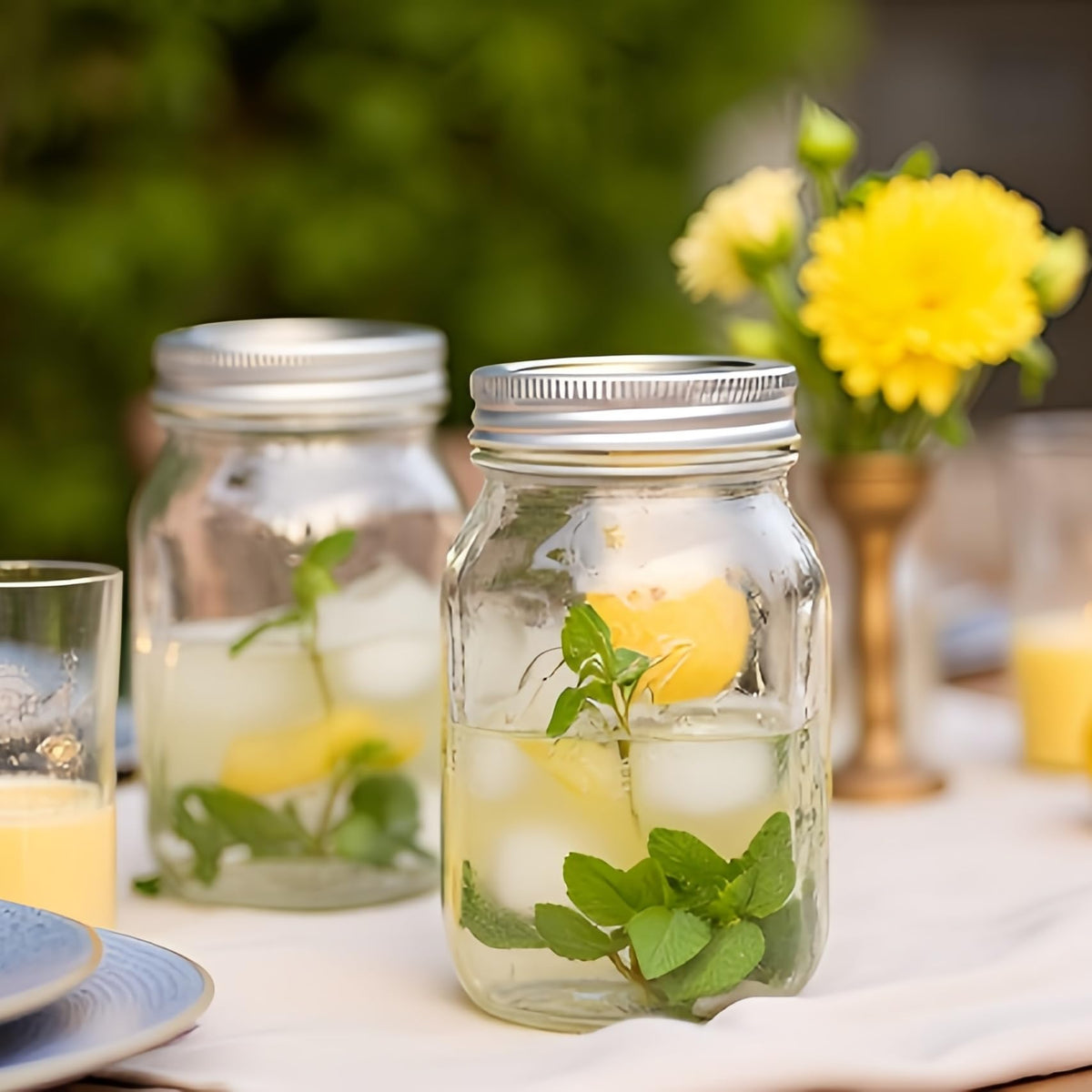 12 Pcs 16oz Regular Mouth Glass Mason Jars with Lids and Rings C6899