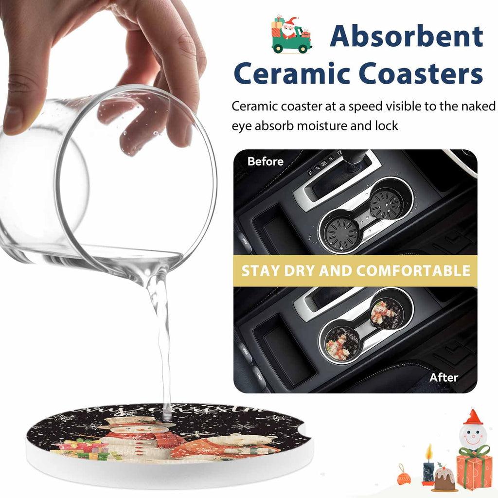 Absorbent Ceramic Stone Car Coasters Set of 2 W484