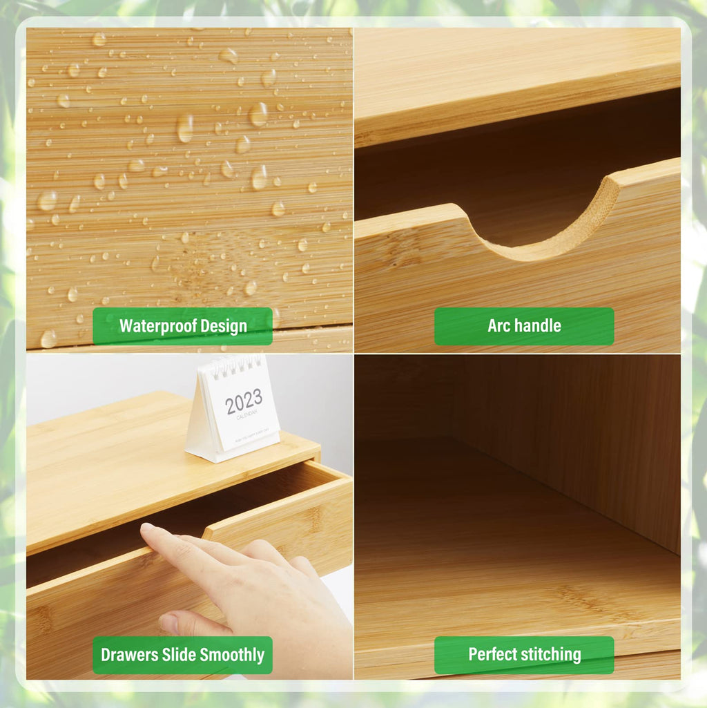 Bamboo Desk Organizer with Drawers I46097