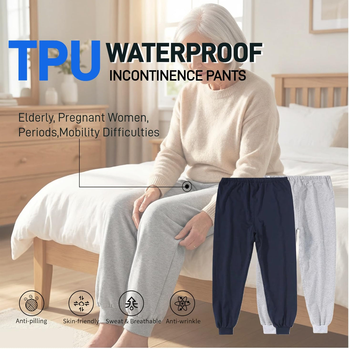 Waterproof Adjustable Incontinence Trousers Blue 3XL M401