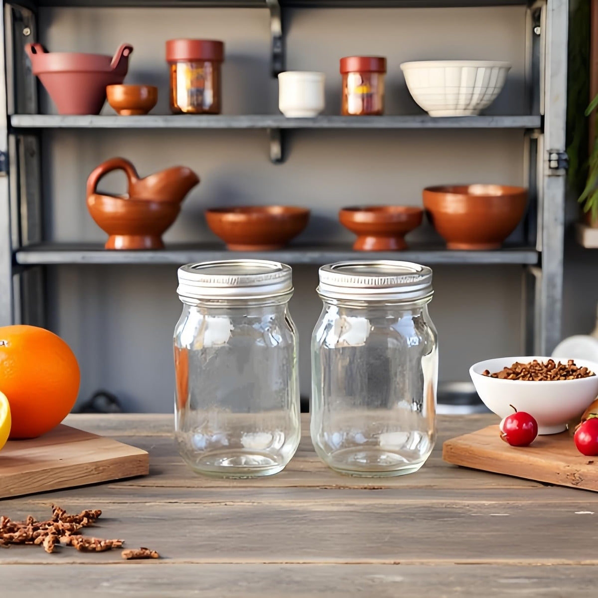 12 Pcs 16oz Regular Mouth Glass Mason Jars with Lids and Rings C6899