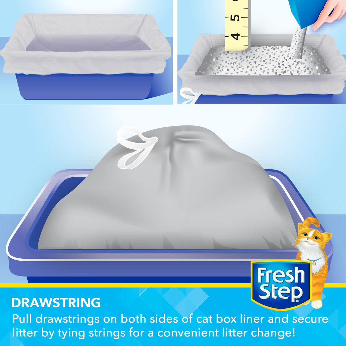 Unscented Drawstring Cat Litter Box Liners, 15 Ct T465014