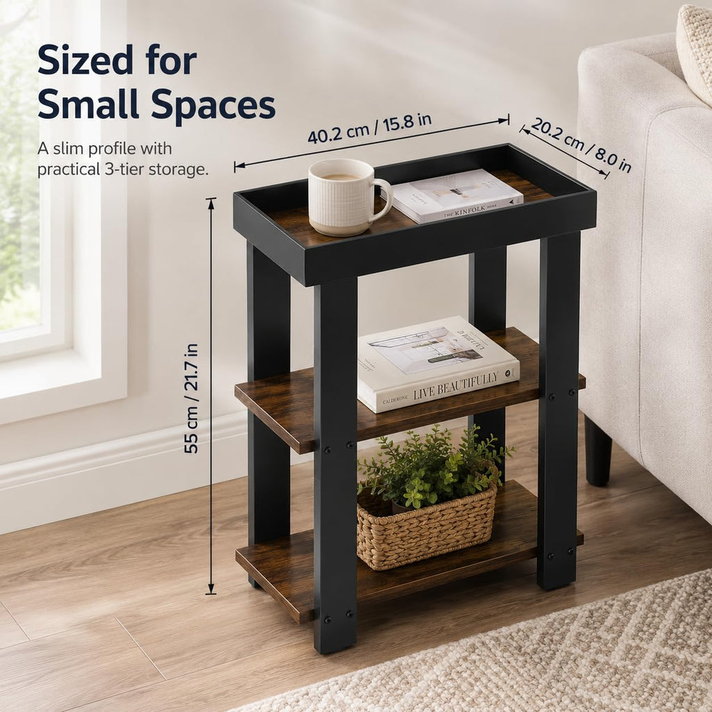 Rustic Brown 3-Tier Narrow Side Table X759