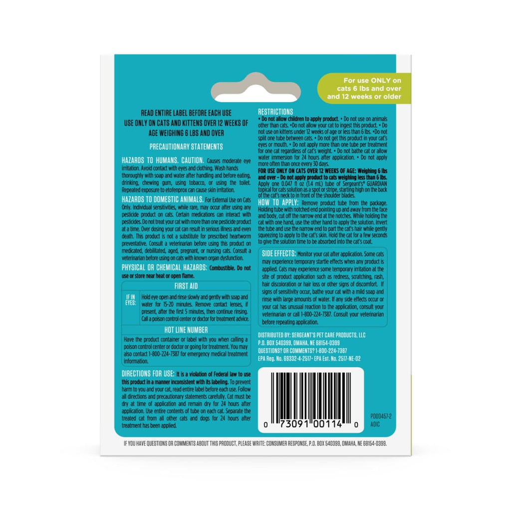 Flea & Tick Topical Cats 3-Month G4247