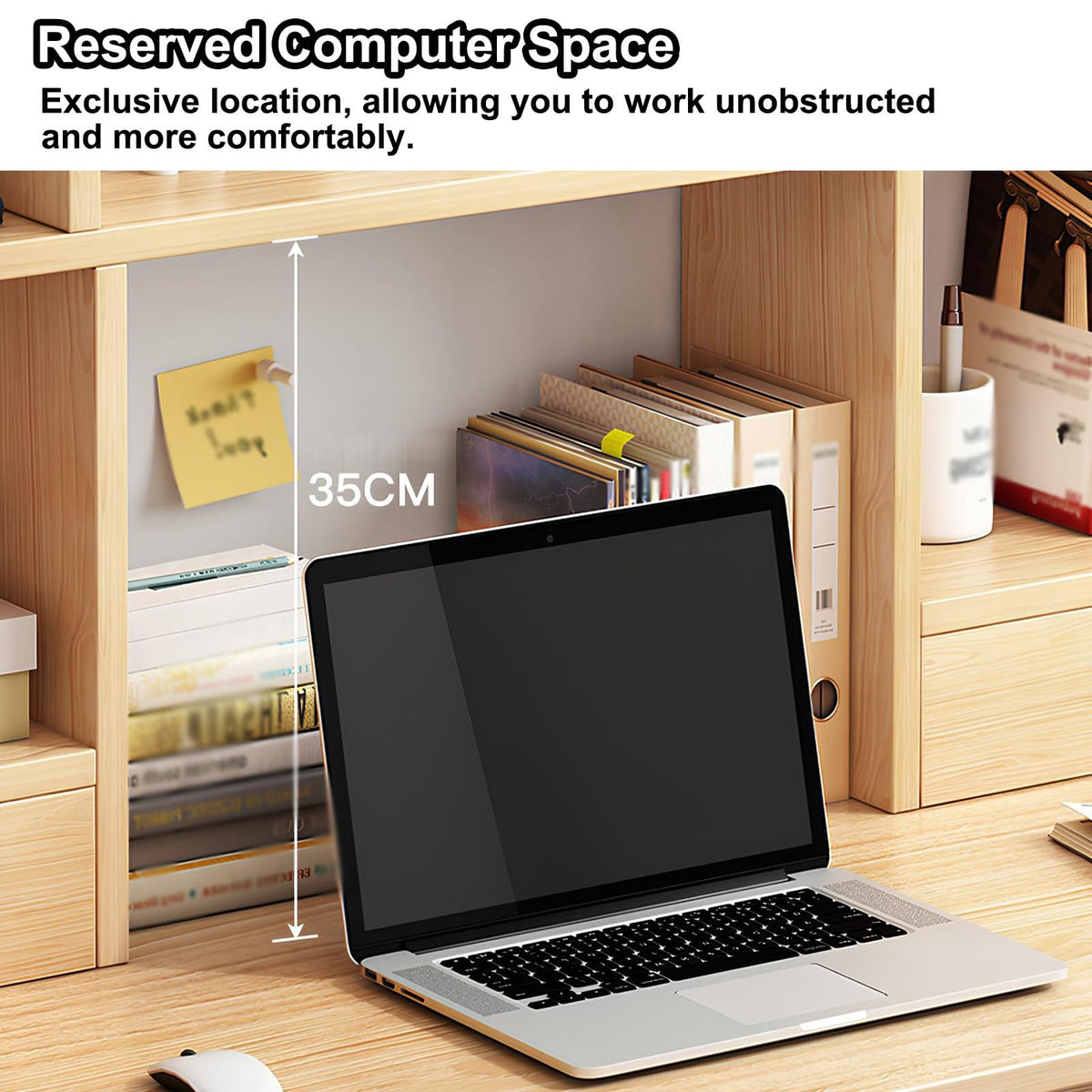White Desktop Bookshelf Wood Storage Rack O973946