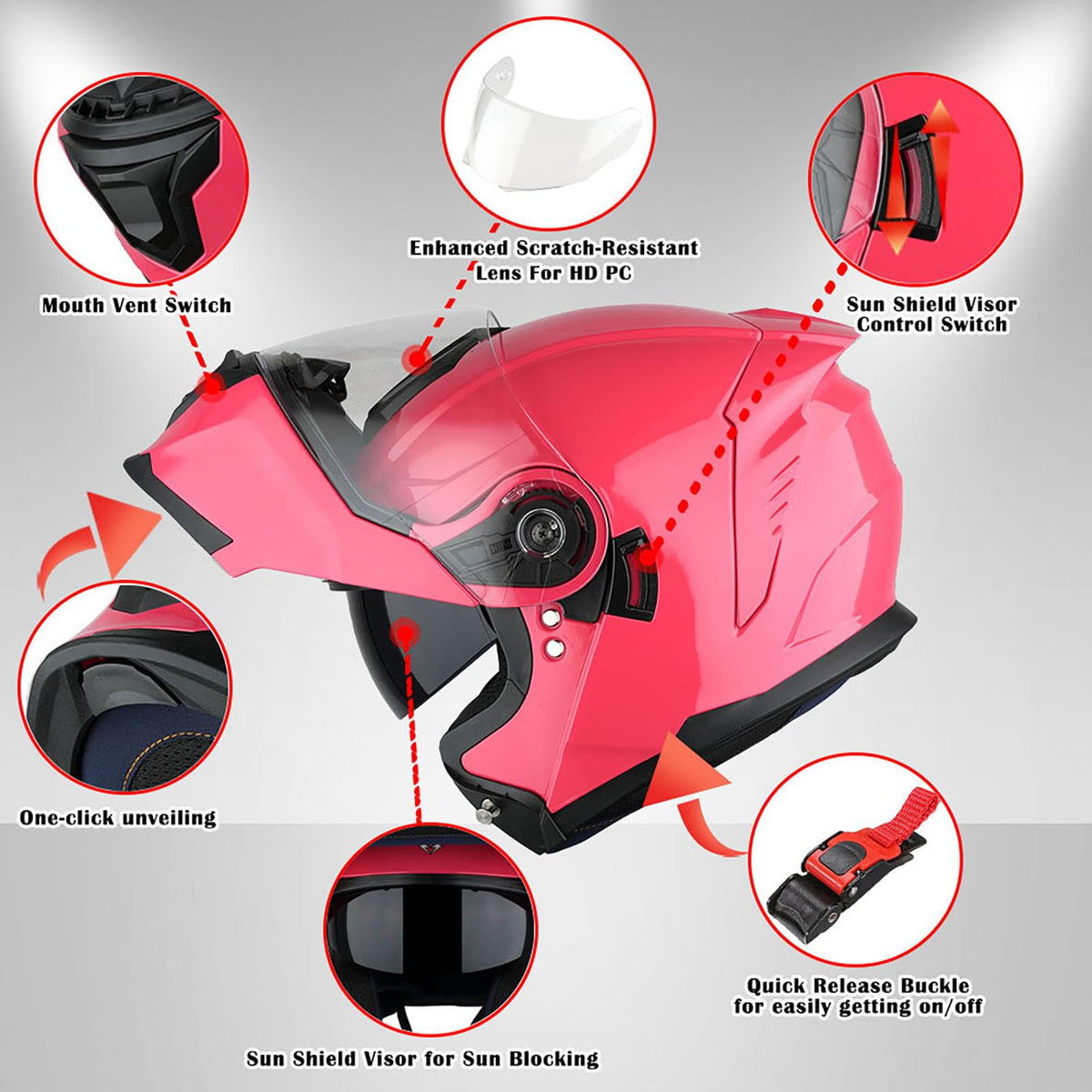 Modular Flip up Dual Visor Full Face Motorcycle Helmet H17639