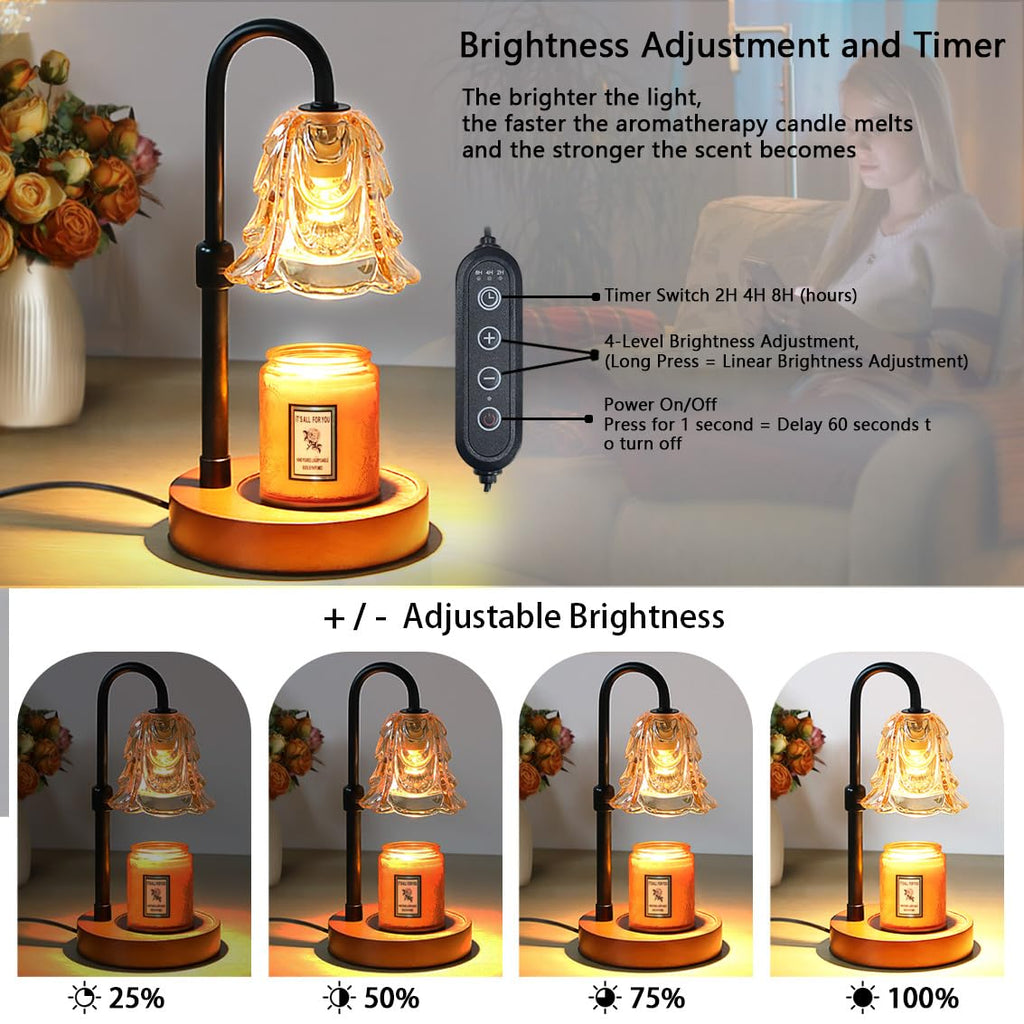 Candle Warmer Lamp with Timer Dimmer Adjustable Height Black F63259