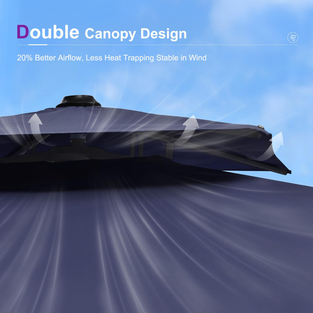 10FT Double Top Navy Blue Cantilever Umbrella I69184