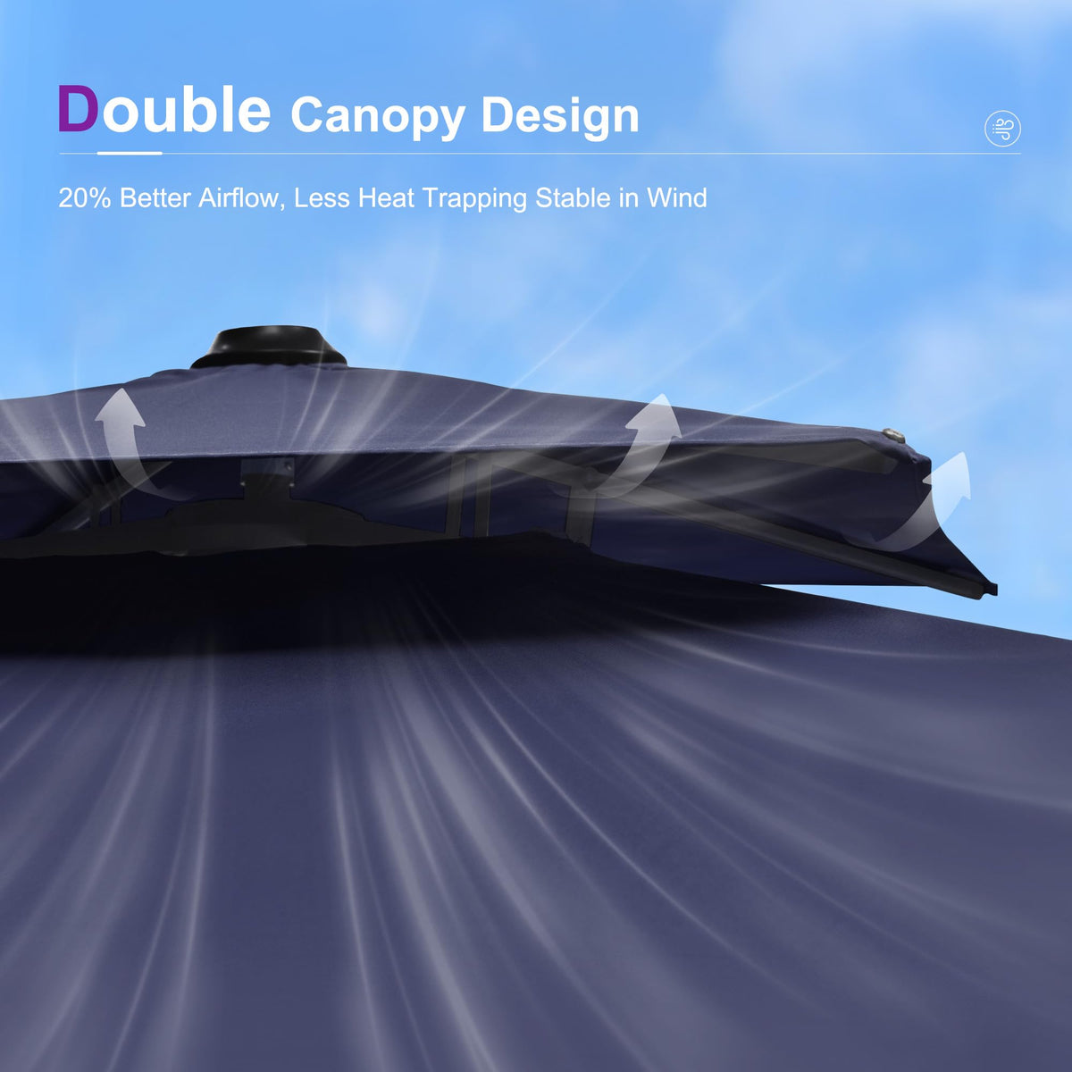 10FT Double Top Navy Blue Cantilever Umbrella I69184