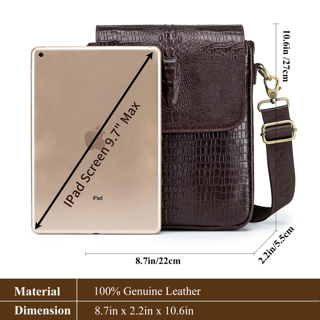 Leather Crocodile Embossed Messenger Bag Q871199