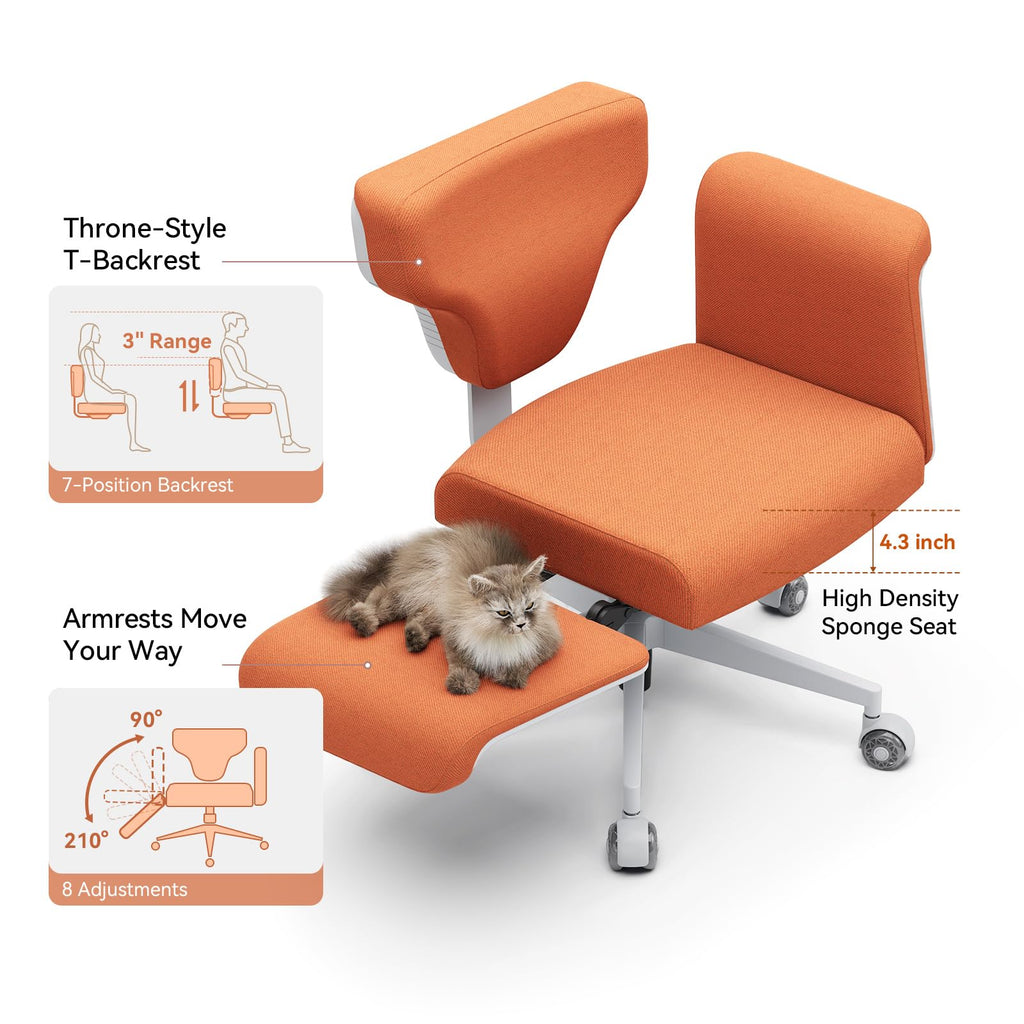 Orange Adjustable Ergonomic Office Chair with Desk Tray N2549
