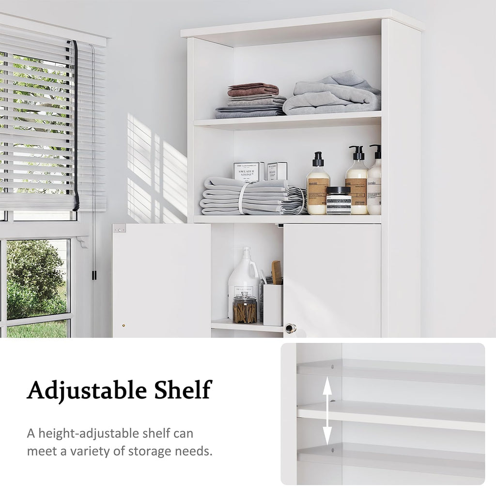 White Over the Toilet Storage Cabinet with Adjustable Shelf A263