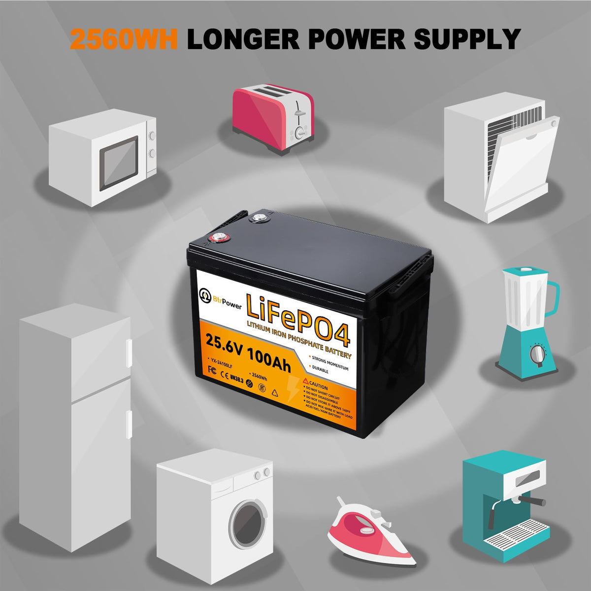 24V 100Ah Deep Cycle LiFePO4 Battery J232561