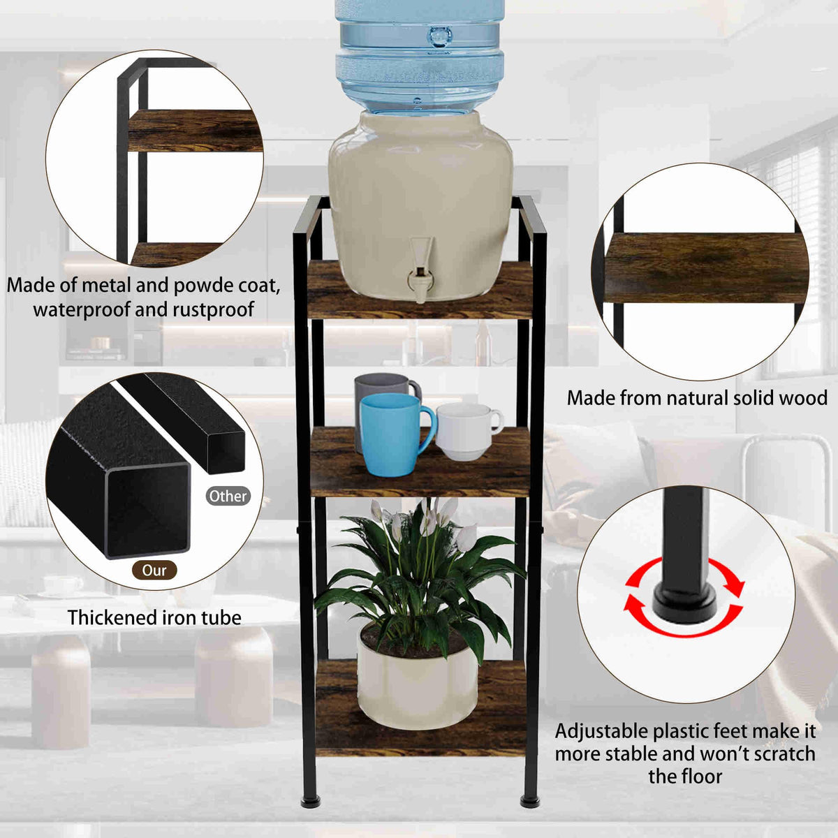 5 Gallon 3-Tier Metal Water Dispenser Stand J28995