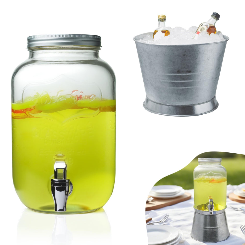Glass Beverage Dispenser with Stand 1 Gallon Q609