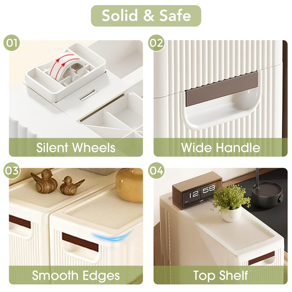 White 3 Drawers Narrow Plastic Bathroom Storage Cabinet D672298