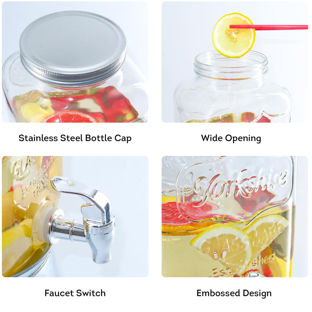 Glass Beverage Dispenser with Stand 1 Gallon Q609