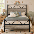 Wash Grey Twin Size Bed Frame with Tall Headboard M44472