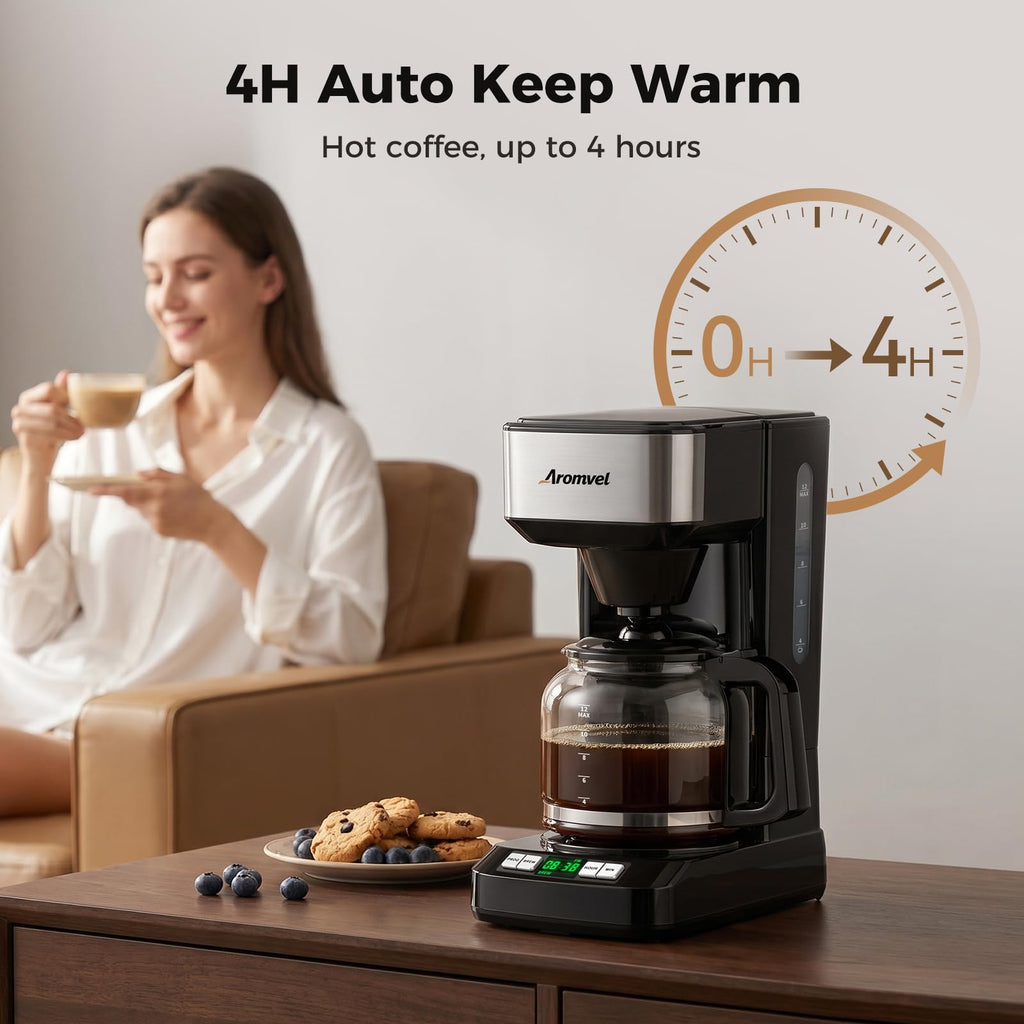 12-Cup Programmable Drip Coffee Maker with Glass Carafe J304069