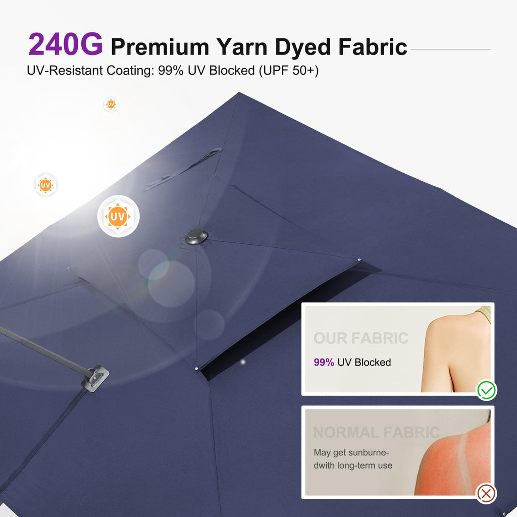 10FT Double Top Navy Blue Cantilever Umbrella I69184